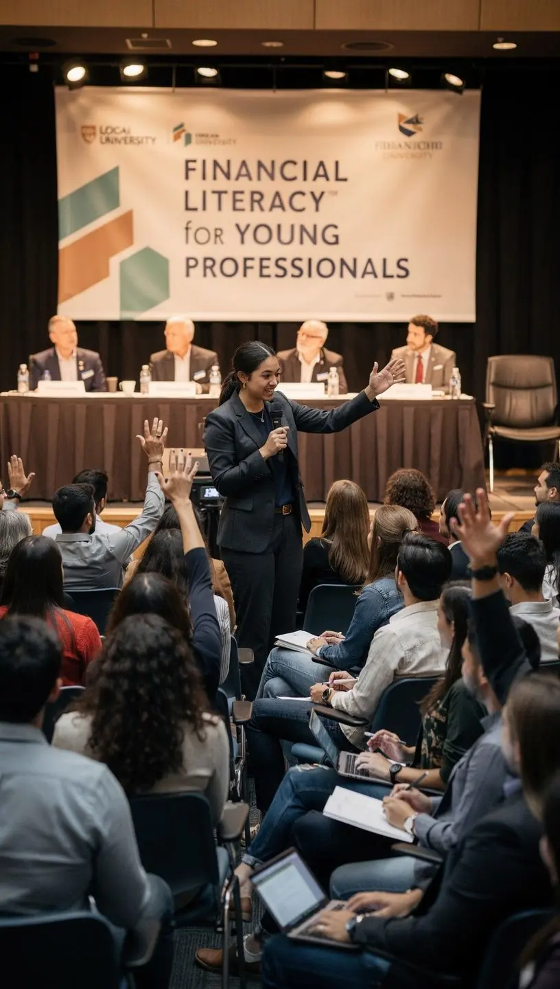 Szakértő előadás pénzügyi alapokról egy konferenciateremben