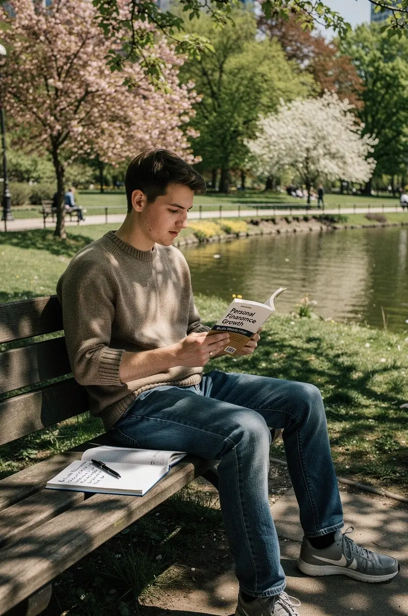 Fiatal szakember jegyzetel pénzügyi tervezéshez laptop mellett